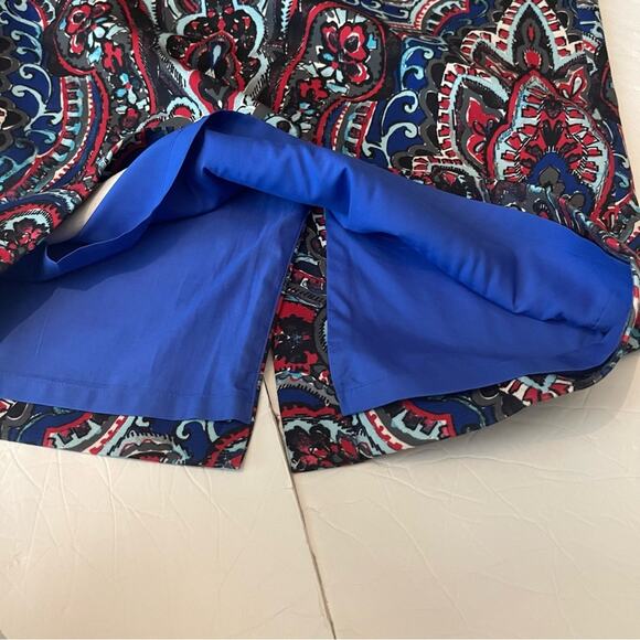 Talbots Blue Red Paisley Print OfficeCore Career Pencil Skirt NWOT Size 10 - Picture 7 of 12